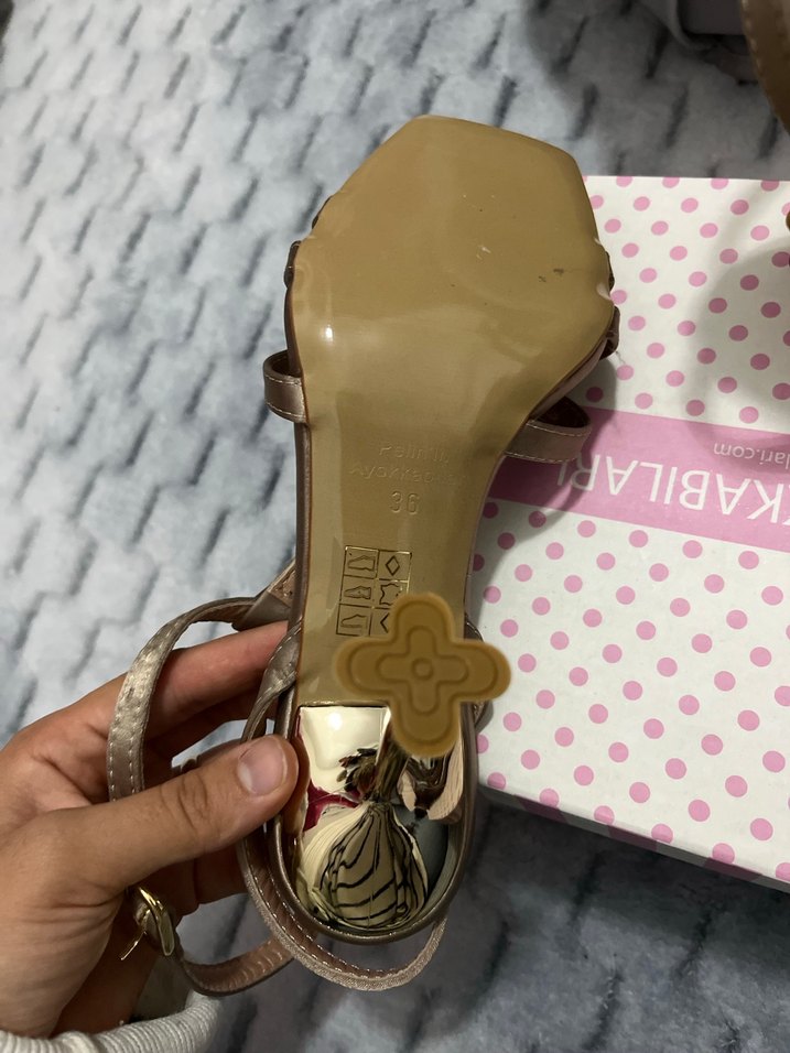 Bej Stiletto Kadın Abiye Ayakkabı - Görsel 4