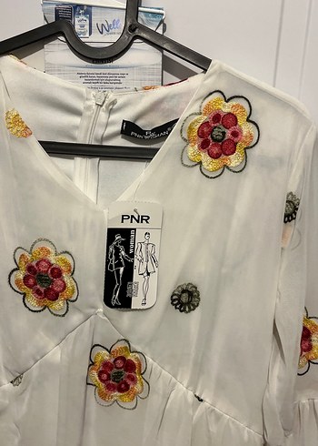 Nakışlı Beyaz Uzun Bohem Elbise - Görsel 2