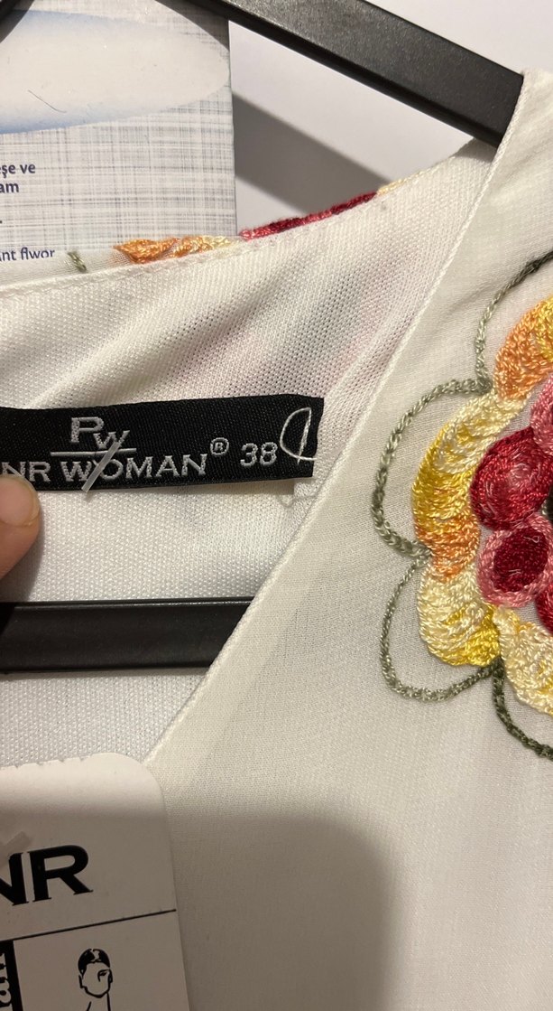 Nakışlı Beyaz Uzun Bohem Elbise - Görsel 3