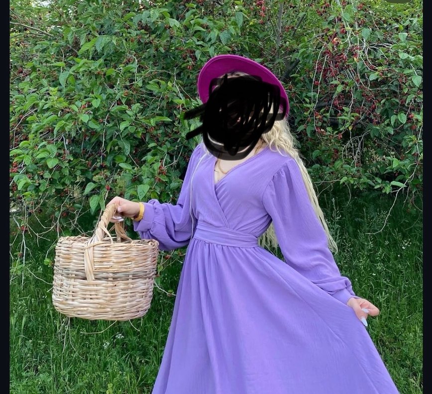 Lila uzunkollu elbise - Görsel 2