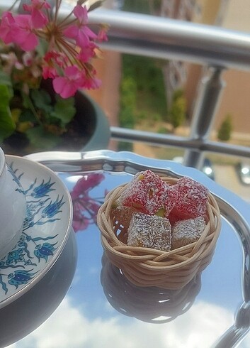 Rattan bambu kahve yanı sunumluk lokumluk 