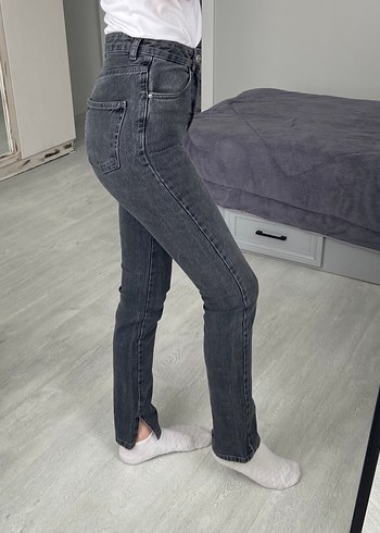 Gri Düz Kesim Kadın Denim Pantolon - Görsel 3