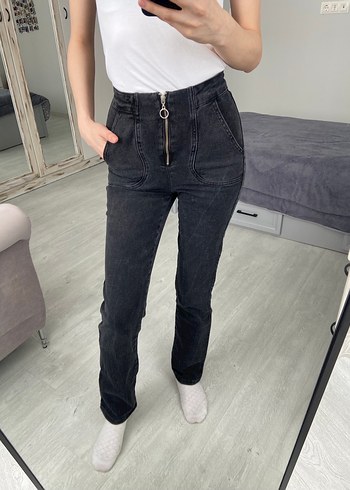 Fermuarlı Füme Kadın Jean - Görsel 4