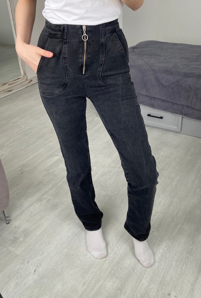 Fermuarlı Füme Kadın Jean - Görsel 2