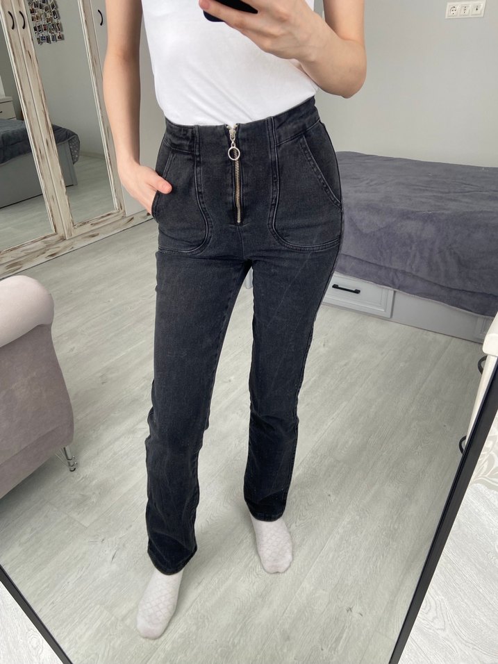 Fermuarlı Füme Kadın Jean - Görsel 4