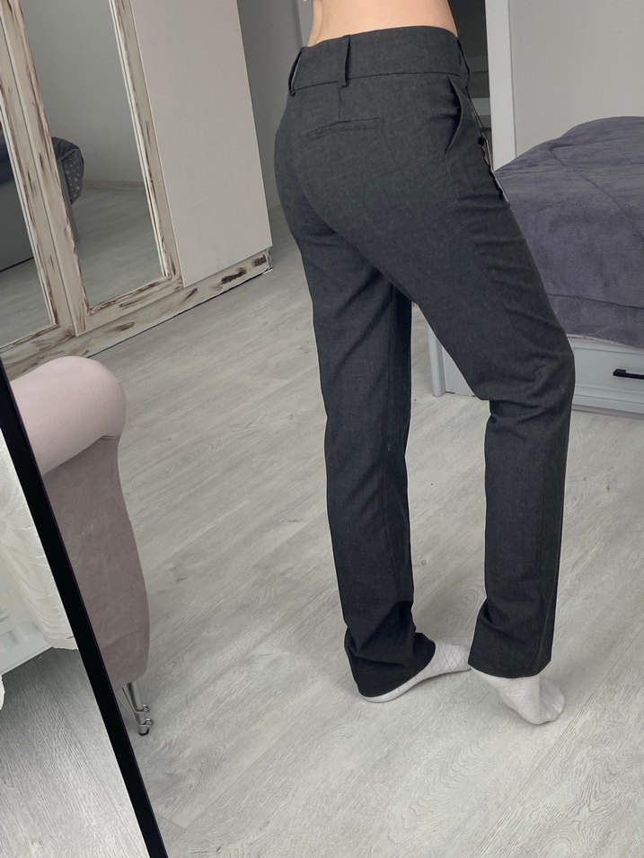 Vintage Düğmeli Gri Kumaş Kadın Pantolon - Görsel 4