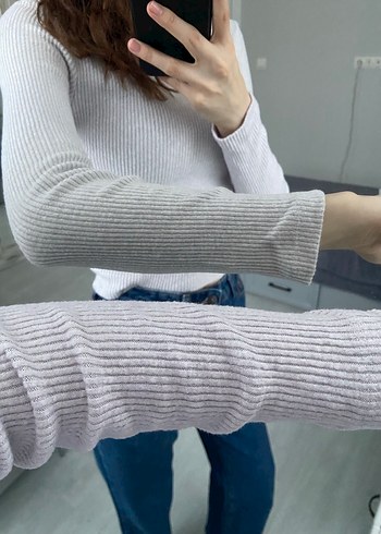 Gri Kapüşonlu Kadın Kazak - Görsel 3