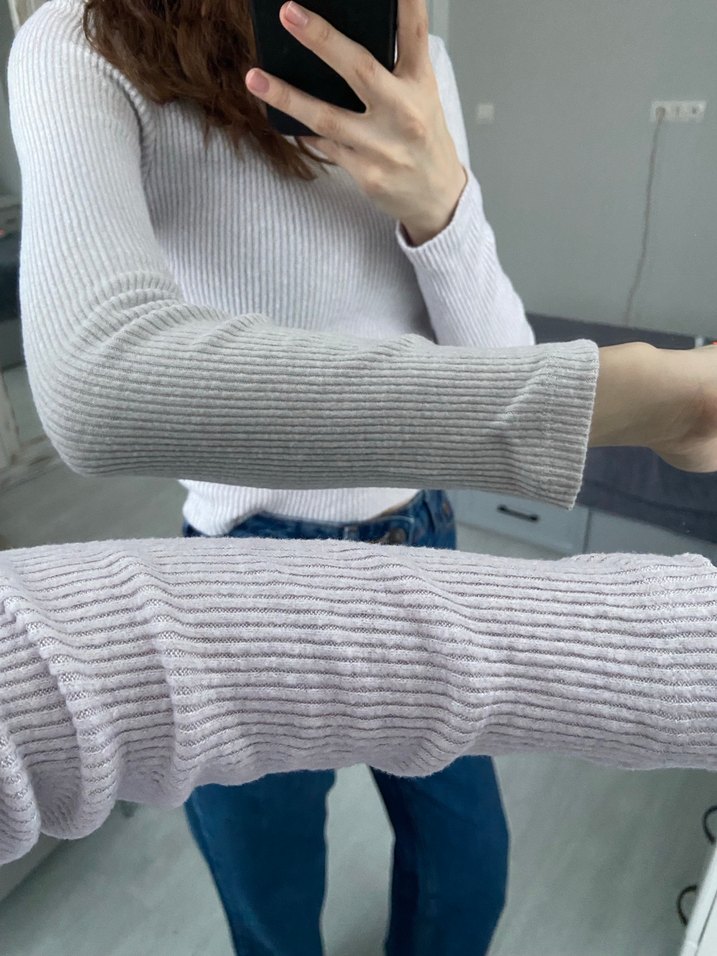 Gri Kapüşonlu Kadın Kazak - Görsel 3