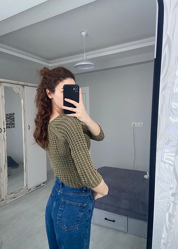 Haki Renkli Kadın Triko Kazak - Görsel 3