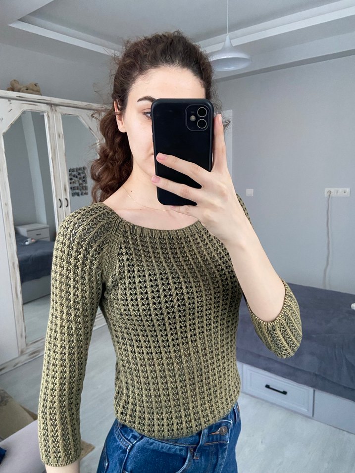 Haki Renkli Kadın Triko Kazak - Görsel 2