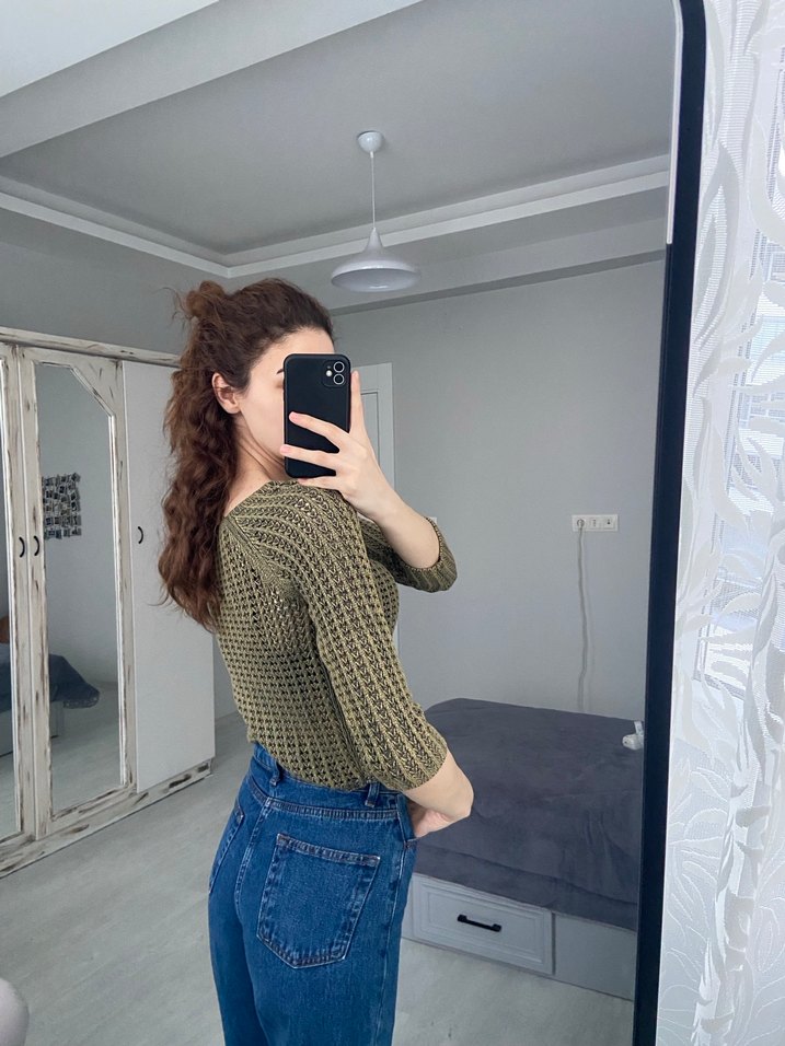 Haki Renkli Kadın Triko Kazak - Görsel 3