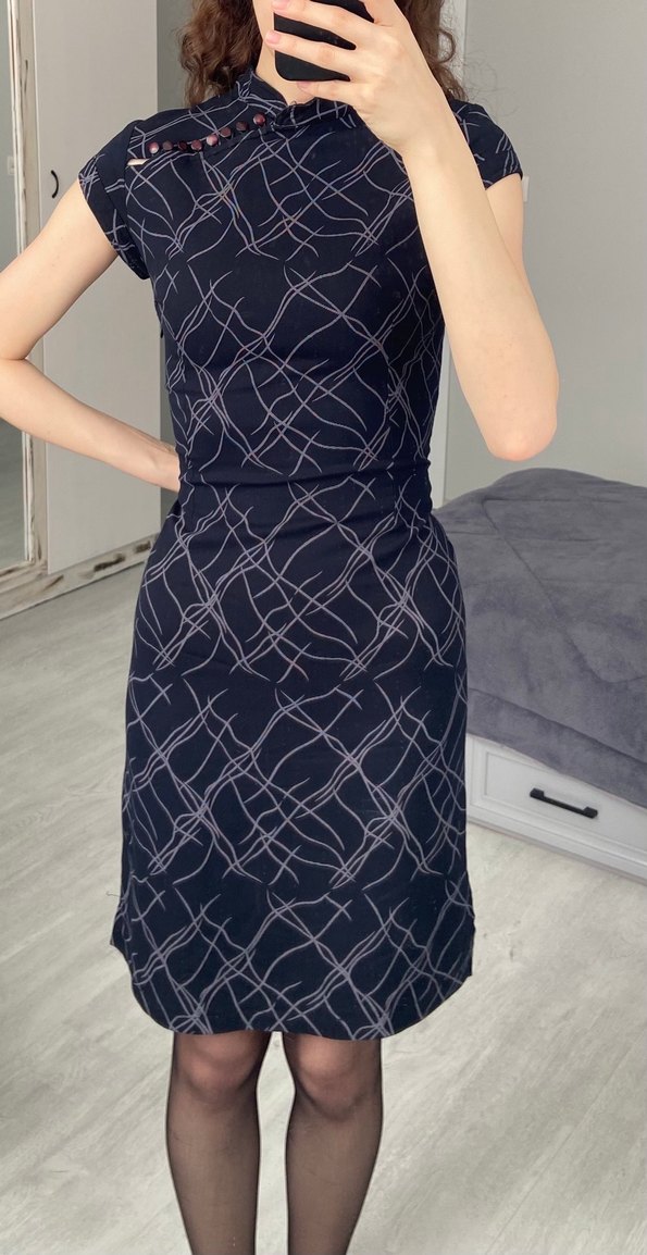 Kadın Lacivert Midi Kalem Elbise - Görsel 3