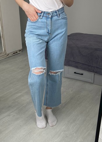 Beyaz Basic Spor Kadın Denim Pantolon - Görsel 2