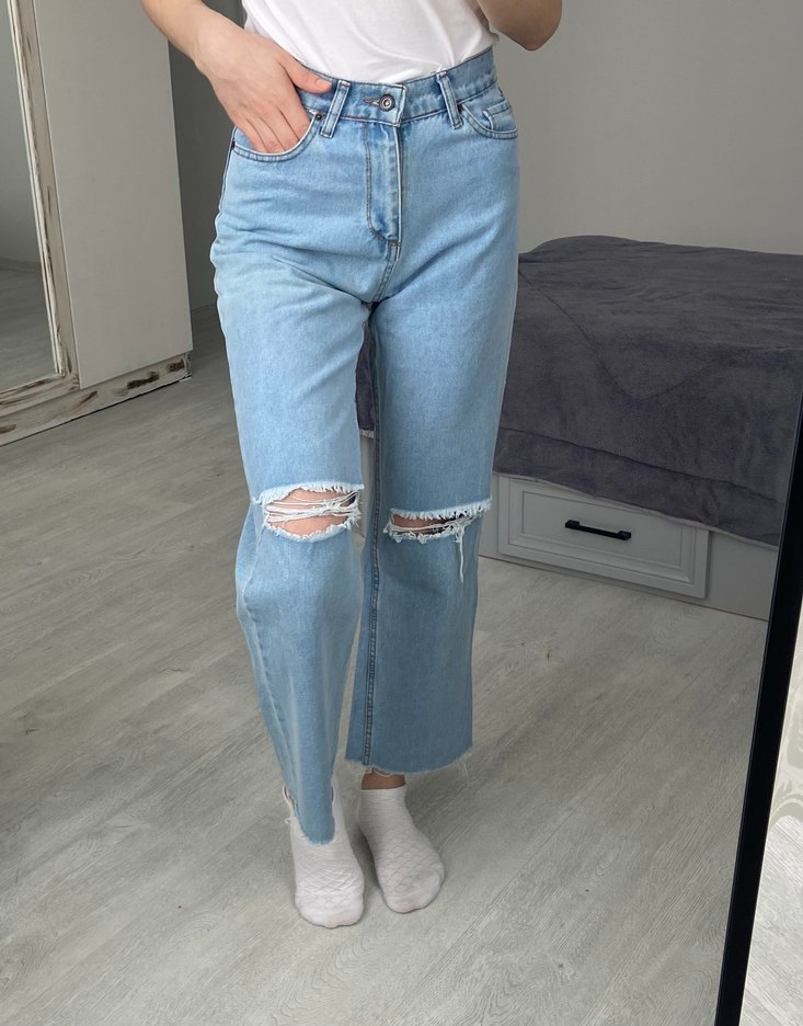 Beyaz Basic Spor Kadın Denim Pantolon - Görsel 2