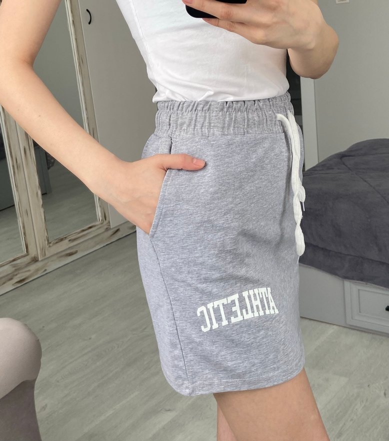 Gri Pamuklu Mini Spor Etek - Görsel 3