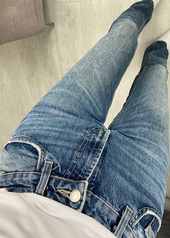 Bol Kesim Kadın Kot Pantolon - Görsel 5