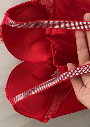 Kırmızı Dantel Midi Sütyen - Görsel 8