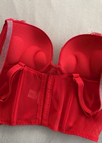 Kırmızı Dantel Midi Sütyen - Görsel 7