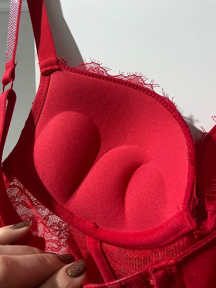 Kırmızı Dantel Midi Sütyen - Görsel 5
