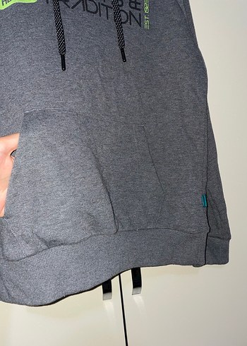 s Beden gri Renk Gri Kapüşonlu Spor Sweatshirt