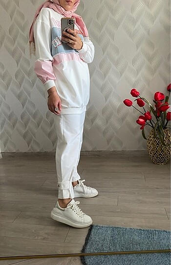 40 Beden Kot baskı detaylı sweatshirt ve pantolon