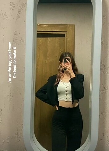 Crop ceket koton