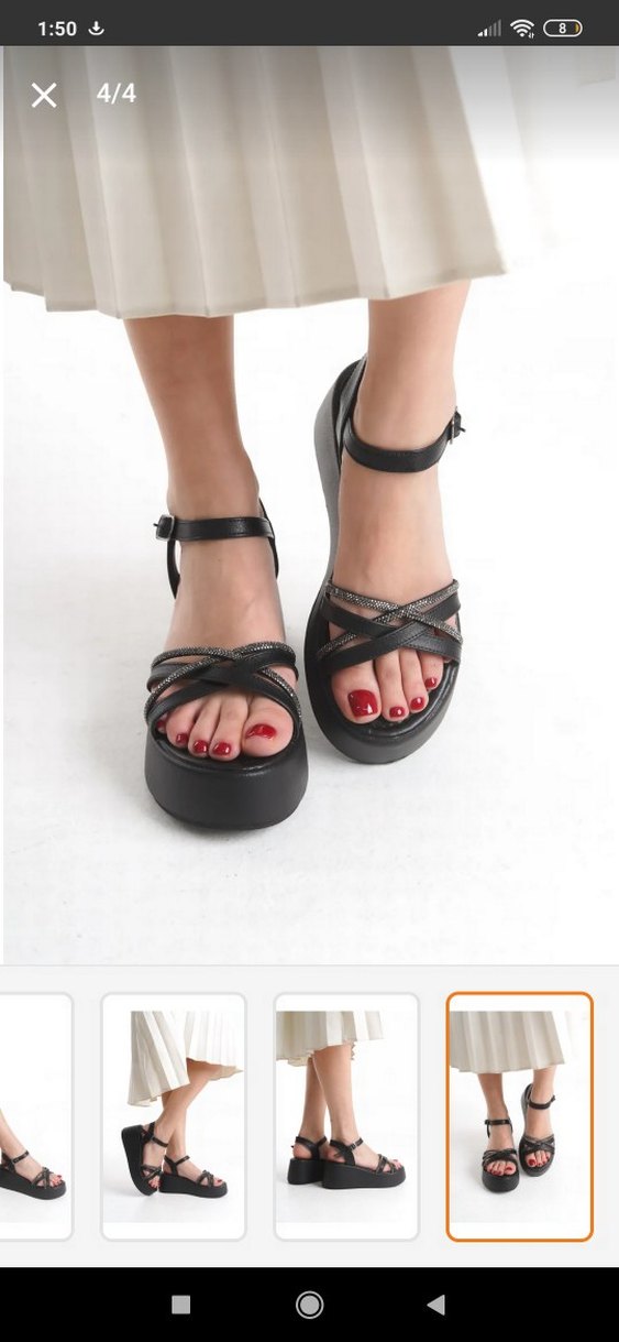 Siyah Dolgu Topuklu Kadın Sandalet - Görsel 2