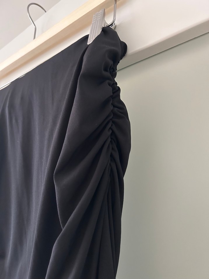 Drapeli Siyah Uzun Hamile Eteği - Görsel 3