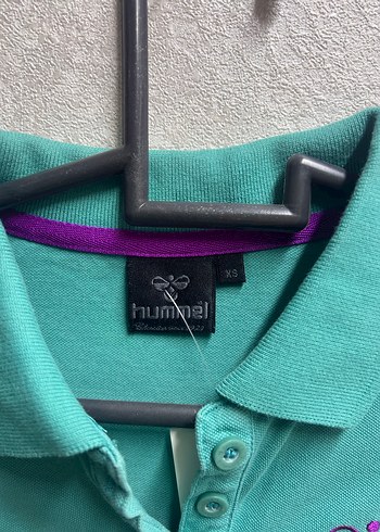 xs Beden Hummel Turkuaz Polo Yaka Kısa Kollu Tişört