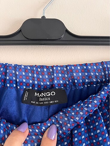 m Beden mavi Renk Mango şifon cepli mini etek