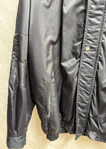 Siyah Düğmeli Erkek bomber Oversize Ceket - Görsel 5