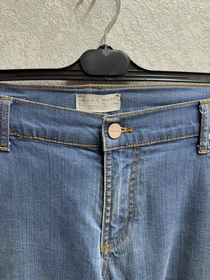 Zara erkek Mavi Denim Normal Kesim Kot Pantolon - Görsel 3