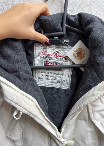 Düğmeli Beyaz Midi unisex kaz tüyü kayak montu - Görsel 8