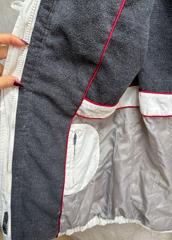 Düğmeli Beyaz Midi unisex kaz tüyü kayak montu - Görsel 3