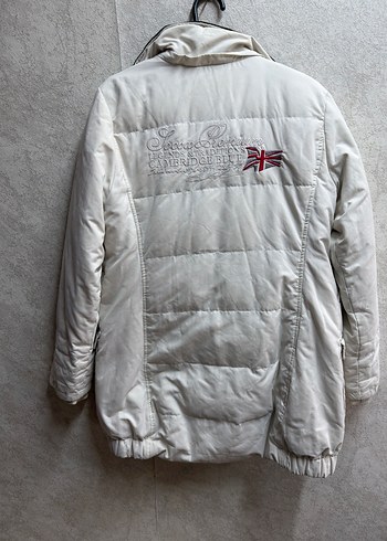 Düğmeli Beyaz Midi unisex kaz tüyü kayak montu - Görsel 4