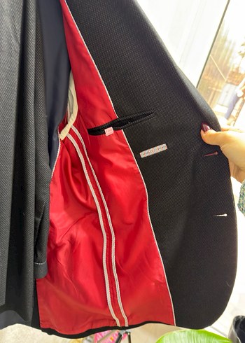 Siyah Erkek Düğmeli Notch Yaka Takım Elbise - Görsel 3