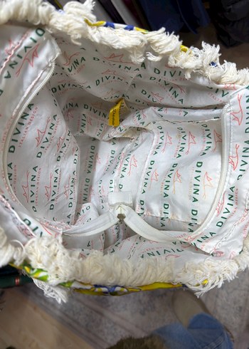 Sarı limon Baskılı almafi püsküllü Bohem Kadın Çanta - Görsel 5