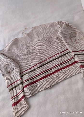 YARGICI Nakışlı Bohem Kadın Hırka Bej - Görsel 2