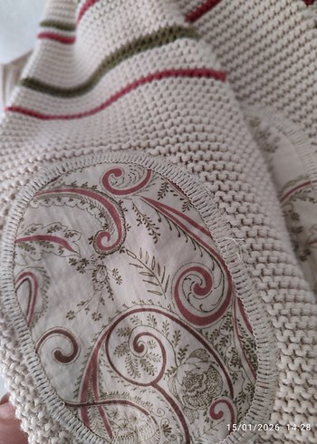 YARGICI Nakışlı Bohem Kadın Hırka Bej - Görsel 4