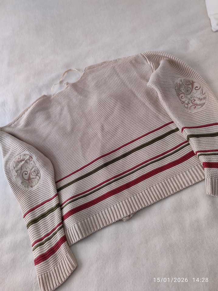 YARGICI Nakışlı Bohem Kadın Hırka Bej - Görsel 2