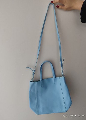 ZARA Mavi Deri Kadın Çanta - Görsel 2