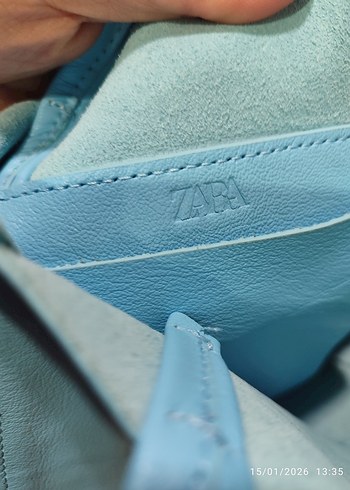 ZARA Mavi Deri Kadın Çanta - Görsel 3