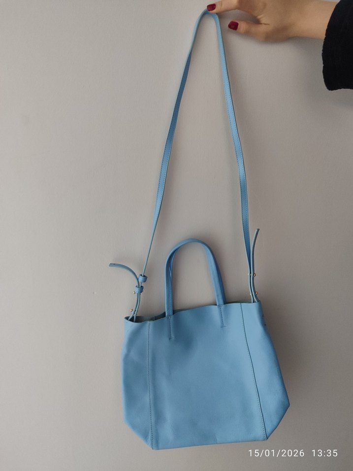 ZARA Mavi Deri Kadın Çanta - Görsel 2