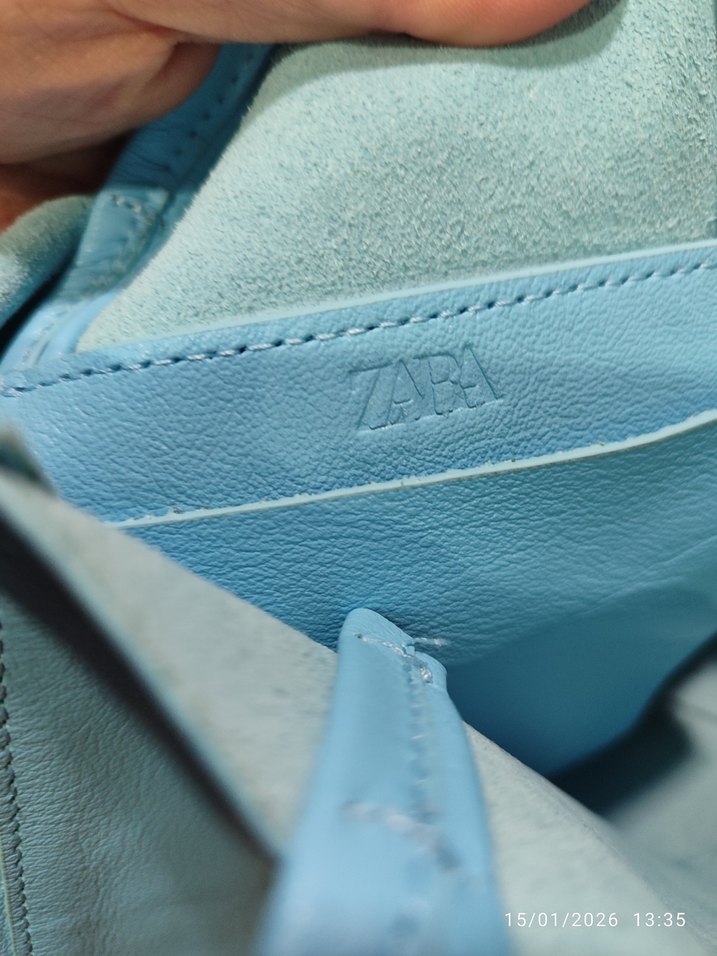 ZARA Mavi Deri Kadın Çanta - Görsel 3