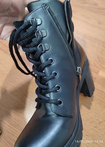 DERİMOD SIFIR hiç kullanılmamış Siyah Goth Topuklu Kadın Bot - Görsel 3