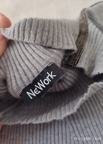 NETWORK Gri Kadın Uzun Kollu Boğazlı Triko Süveter - Görsel 3