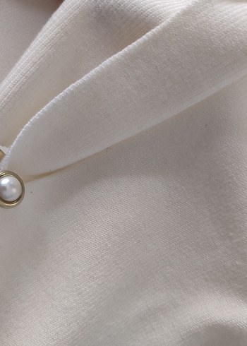 Kadın Beyaz Keten Salaş Uzun Kollu Kazak - Görsel 4