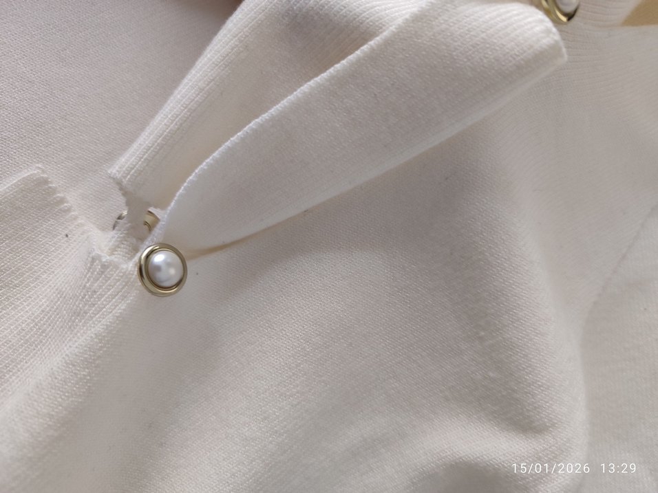 Kadın Beyaz Keten Salaş Uzun Kollu Kazak - Görsel 4