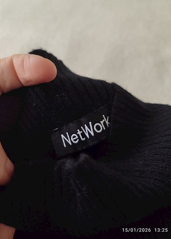 NETWORK Siyah Yüksek Yakalı Kolsuz Triko Elbise - Görsel 3