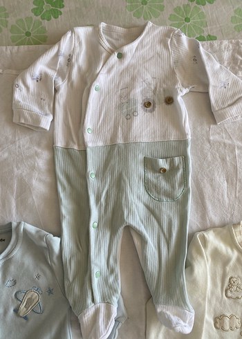 Pamuk Bebek Erkek Takımı Uzun Kollu Beyaz & Pastel - Görsel 3